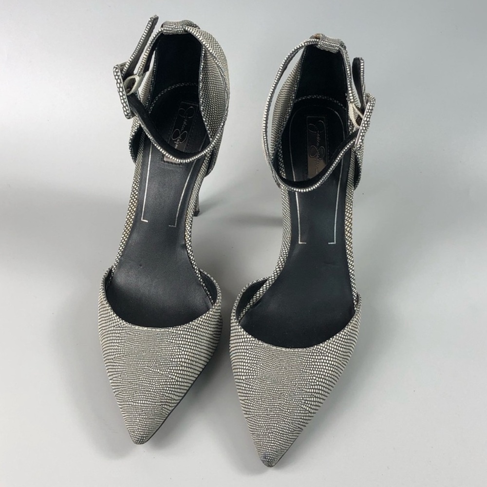 Jessica Simpson Black and Gray Pointed-Toe Heels